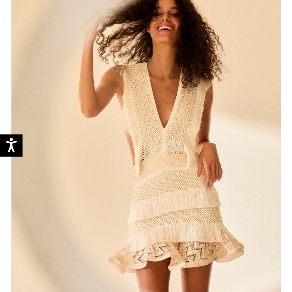 PatBo Plunge Fringe Mini Dress